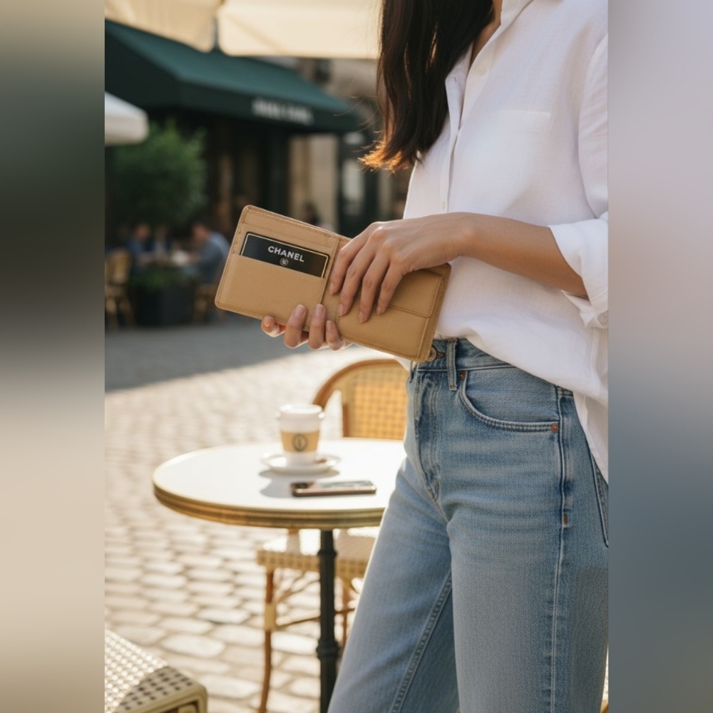 CHANEL Metallic Gold Wallet - Picture 11 of 14